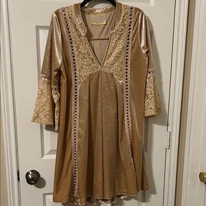 Elegant Tan Embroidered Dress